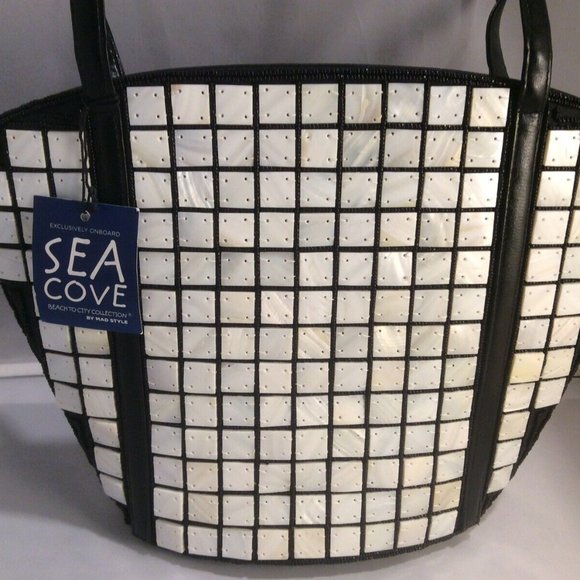 Boutique Sea Cove Mother of Pearl Caviar Shell Tote Bag Purse Beach Handbag-NWT - Picture 2 of 13